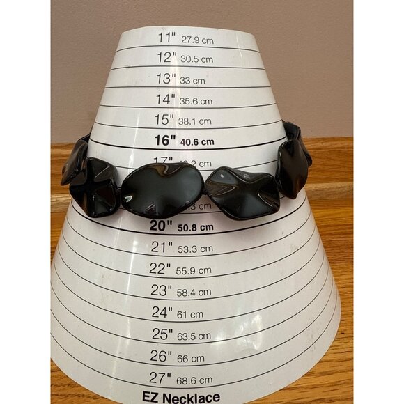 Black Chunky Statement Necklace With Adjustable Chain & Large Beads - Picture 2 of 4